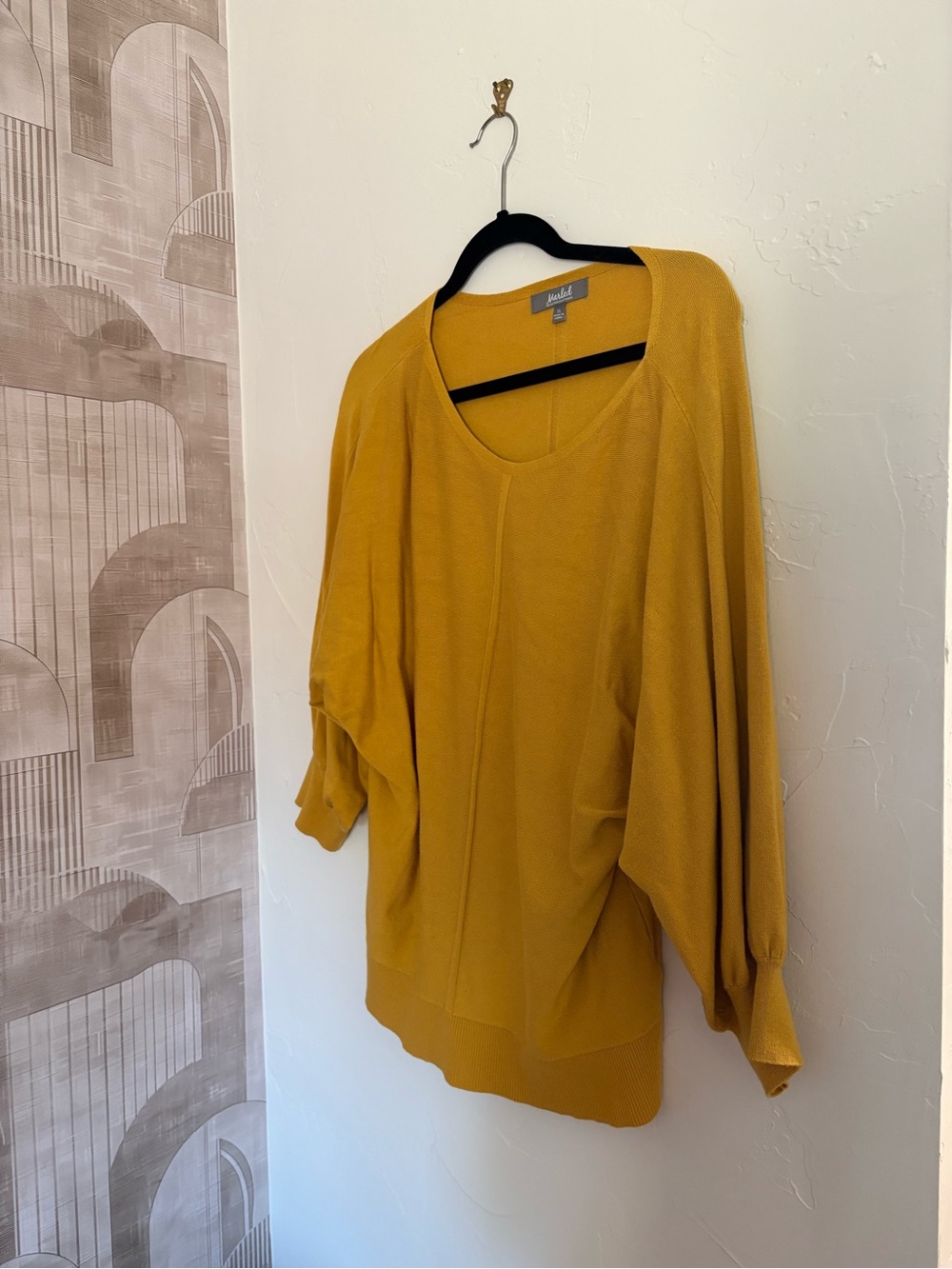 Marled Women's Mustard Batwing Knit Top